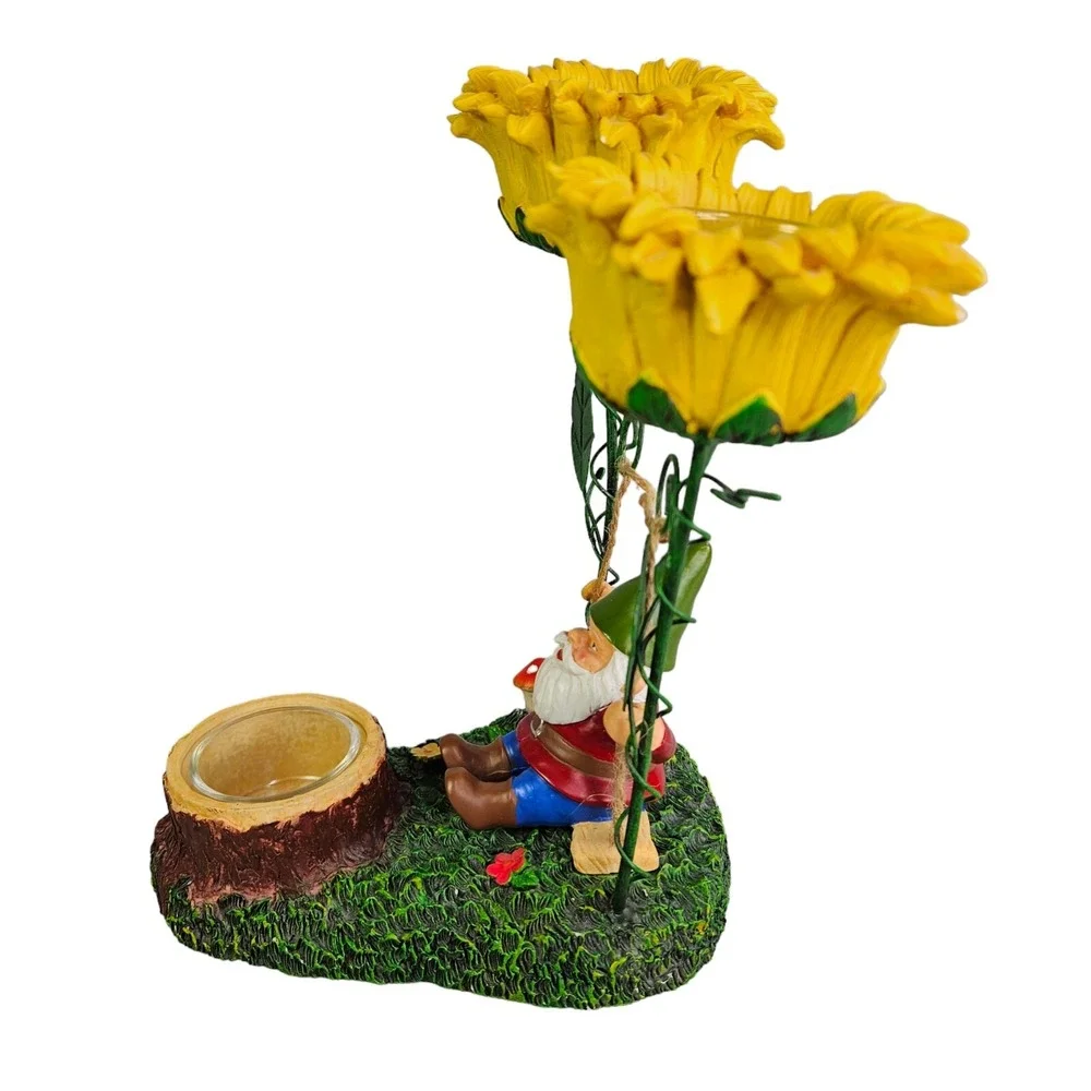 Yankee Candle‎ Gnome Swing Sunflower Tea Light Candle Holder Home Decor READ